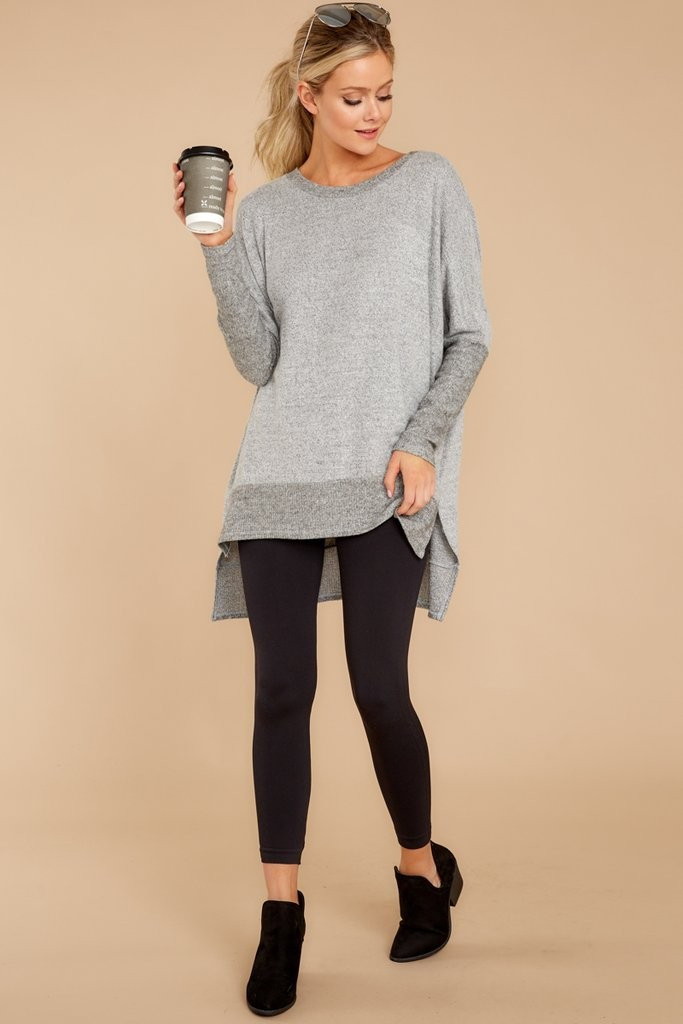 Pace Yourself Grey Top | Red Dress 