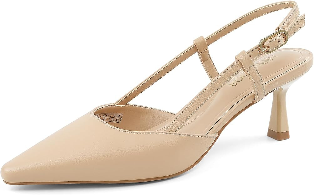 JENN ARDOR Women's Slingback Kitten Heel Closed Pointed Toe Dress Pumps Shoes for Women Comfortab... | Amazon (US)