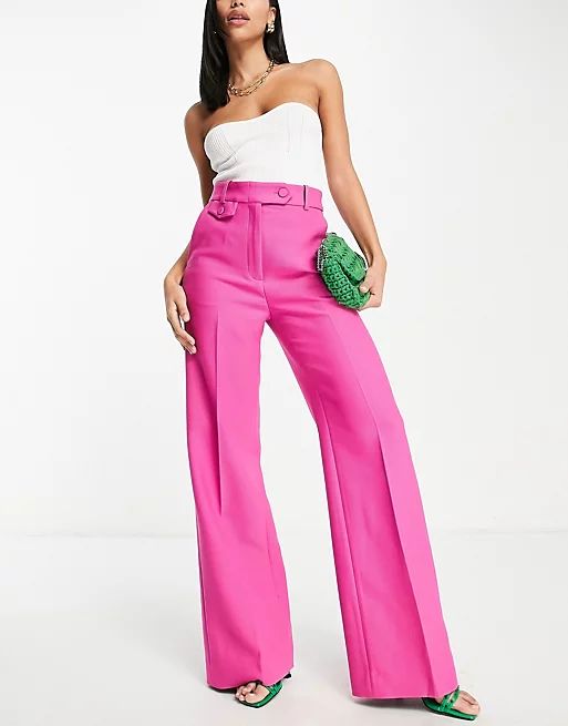 & Other Stories recycled polyester wide leg trousers in pink | ASOS (Global)