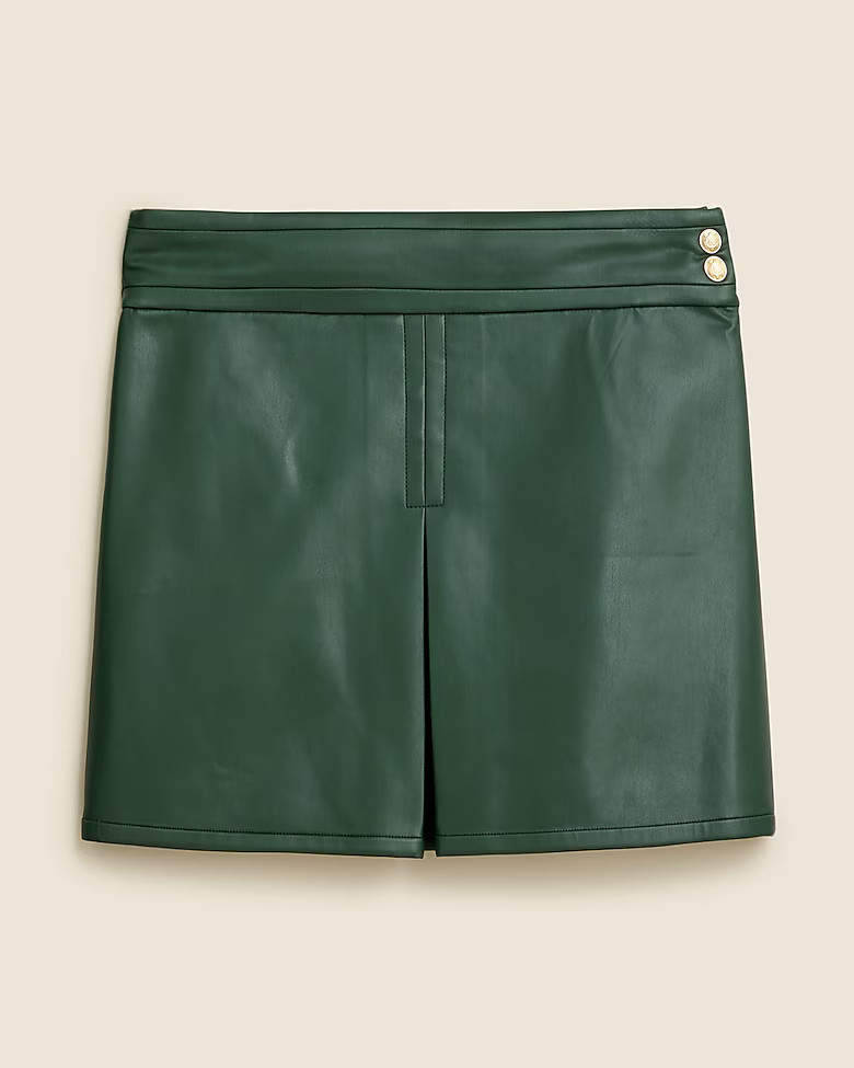 Center-pleat mini skirt in faux leather | J. Crew US