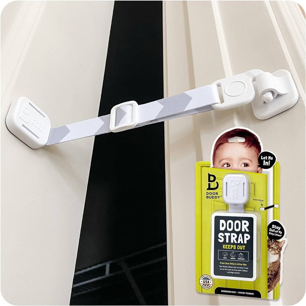 Door Buddy Baby Proof Door Latch for Cats - Grey. Adjustable Cat Door Strap Keeps Baby Out of Cat... | Amazon (US)