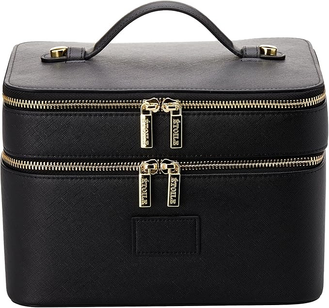 ETOILE - Duo Vanity Case Black - Large Functional Travel Makeup Bag Organizer with Removable Divi... | Amazon (US)