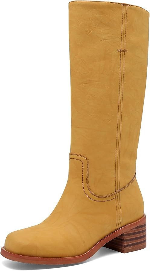 Banana Women's Knee High Boots Comfortable Chunky Block Heel Long Boots for Women Casual Square T... | Amazon (US)