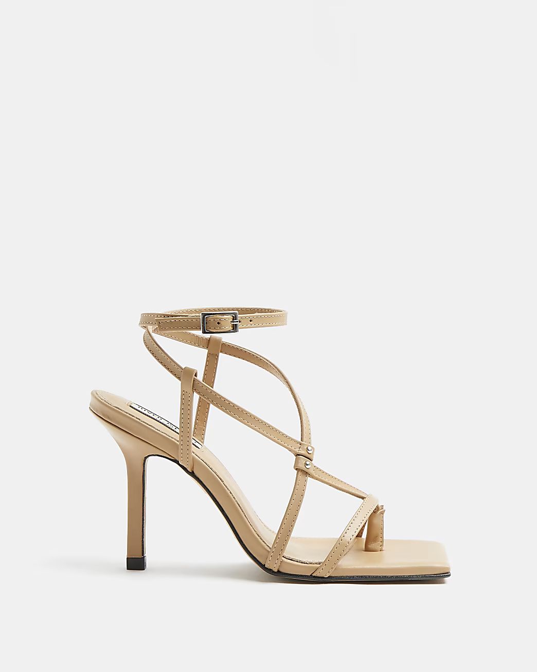 Beige strappy heeled sandals | River Island (UK & IE)