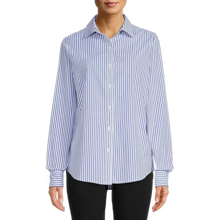 Blu White Blu Women s June Striped Button-Down Shirt | Walmart (US)