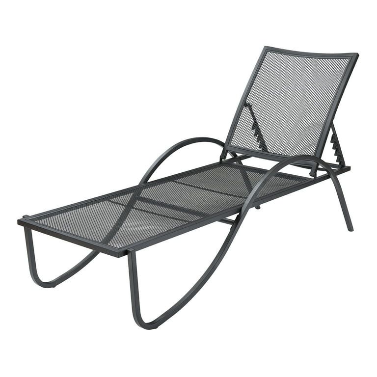 Mainstays Keaton Outdoor Metal Mesh Chaise Lounge, Black | Walmart (US)