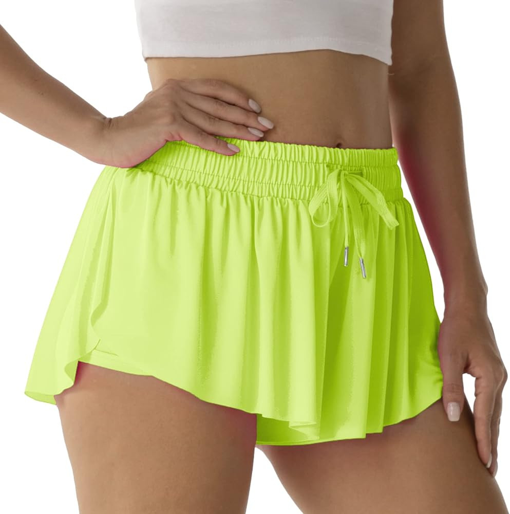 Flowy Athletic Shorts for Women Running Tennis Butterfly Shorts Girls 2-in-1 Double Layer Quick-D... | Amazon (US)