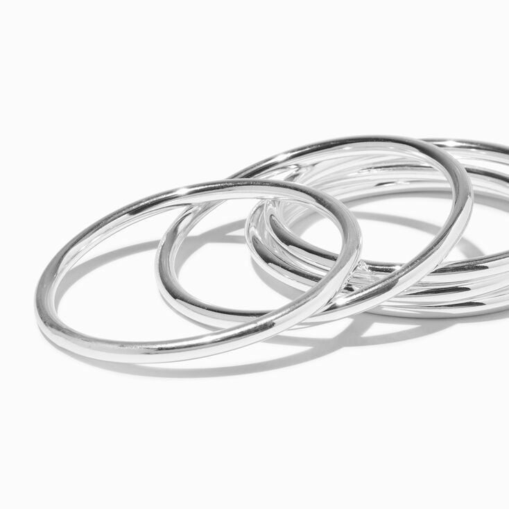 Silver-tone Thick Bangle Bracelets - 5 Pack | Claire's (UK)