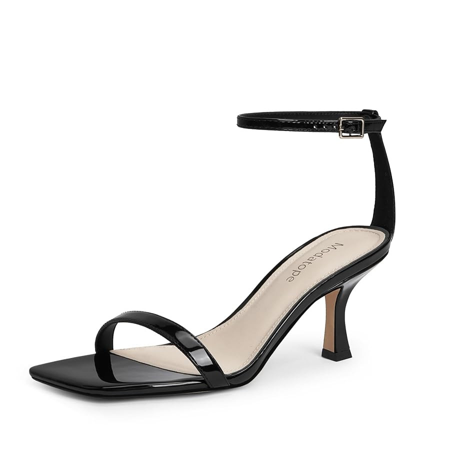 Modatope Womens Heeled Sandals Square Open Toe Kitten Heel Ankle Strap Heels for Women Daily Part... | Amazon (US)
