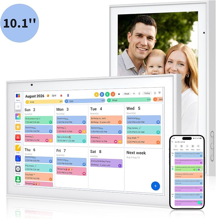 Smart Digital Calendar 10.1 Inch, Electronic Family Calendar Planner with Touchscreen, Shared Chore Chart, Meal Planner, To Do List & Schedule Board, WiFi Digital Family Command Center, Photo Frame | Amazon (US)
