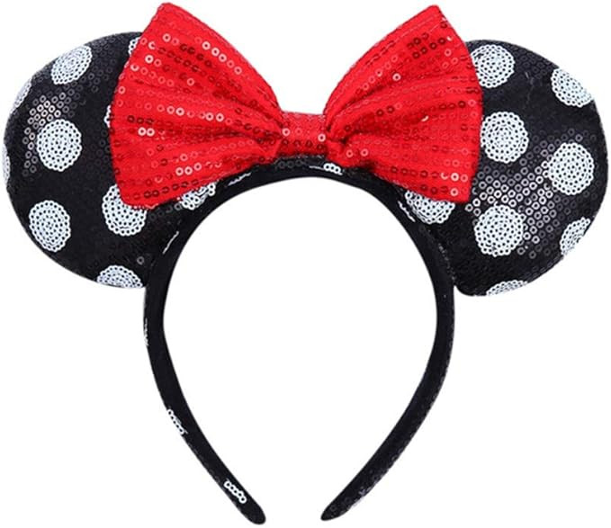 FGEARBTW Mouse Ears Bow Headbands Glitter Princess Party Decoration Belle Cinderella Jasmine Merm... | Amazon (US)