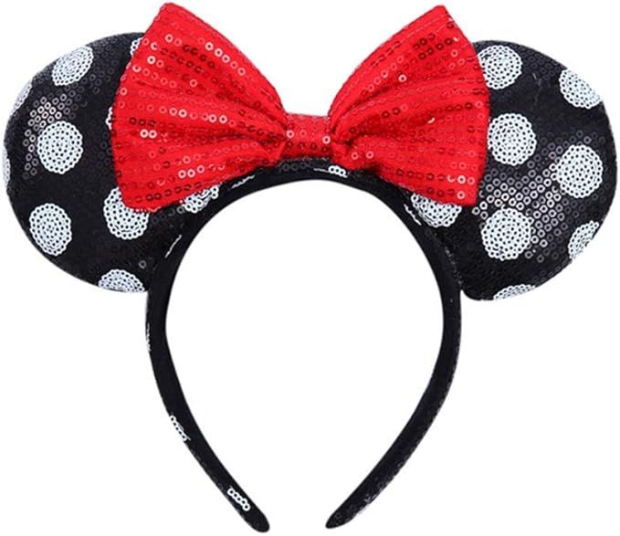FGEARBTW Mouse Ears Bow Headbands Glitter Princess Party Decoration Belle Cinderella Jasmine Merm... | Amazon (US)