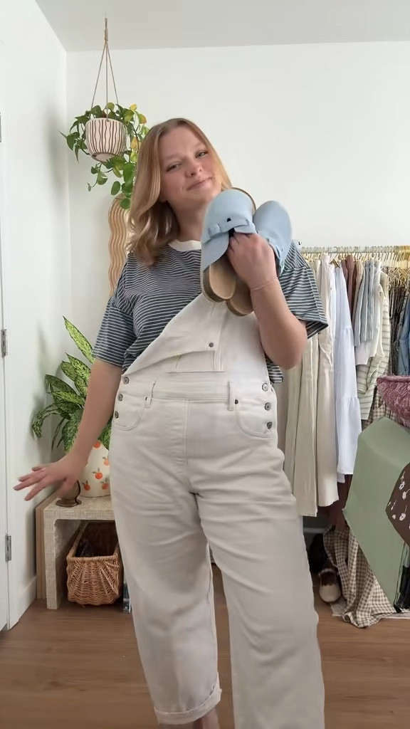 Fall transition outfit with my favorite barrel jean overalls! The bag and Striped Tee is from 520 South Boutique! 

#LTKFindsUnder100 #LTKMidsize #LTKShoeCrush