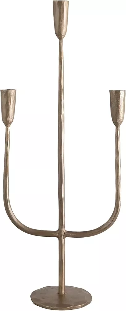 Creative Co-Op Hand-Forged Metal Taper, Antique Brass Finish