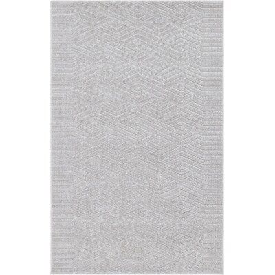 Unique Loom Hudson Sabrina Soto Outdoor 5 x 8 Gray Indoor or Outdoor Geometric French Country Are... | Lowe's