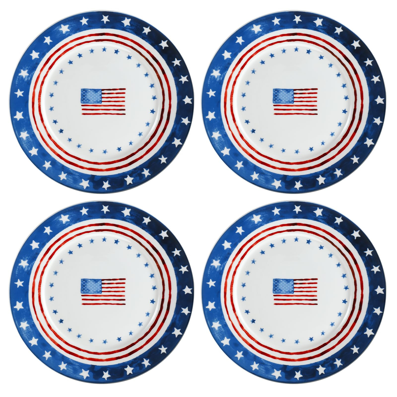 Jinei 4 Pcs 10 Inch 4th of July China Plates Patriotic American Flag Independence Day Ceramic Fla... | Amazon (US)