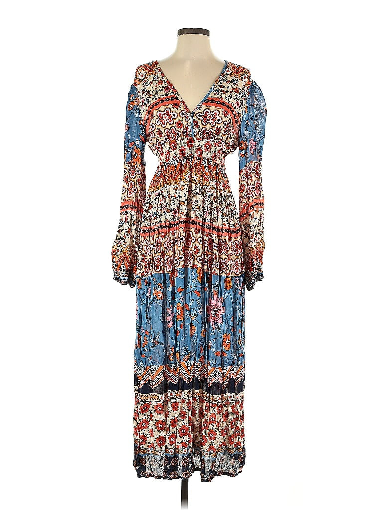 Raga 100% Viscose Paisley Baroque Print Blue Casual Dress Size S - 63% off | ThredUp