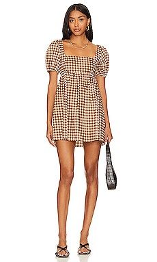 Show Me Your Mumu Smitten Babydoll Dress in Brown Gingham from Revolve.com | Revolve Clothing (Global)