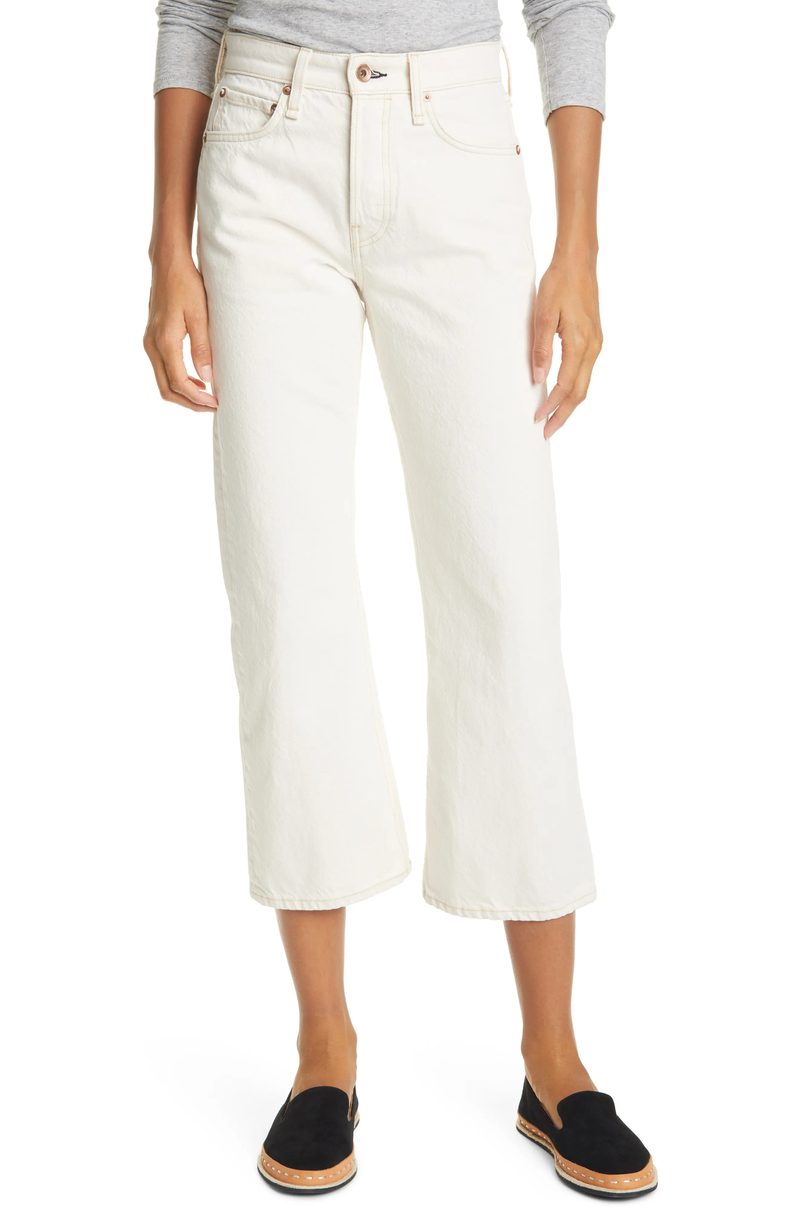 Women's Rag & Bone Maya High Waist Crop Flare Jeans, Size 23 - White | Nordstrom