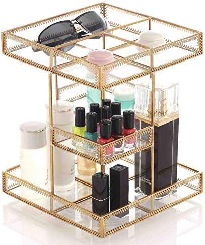 Miss Sweet Revolving Makeup Organizer Cosmetic Storage Adjustable 360-Degree Rotating (Gold) | Amazon (US)