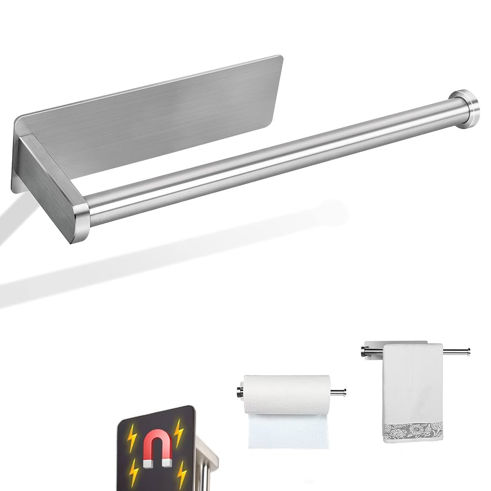Paper Towel Holders Magnetic Steel Brushed Towel Roll Holders with Strong Magnetic Backing - Fit ... | Amazon (US)