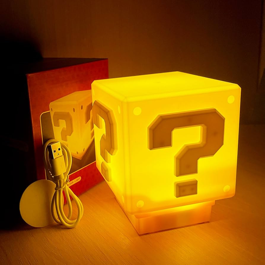 Super Bros Question Block Lamp,Square LED Night Light with USB Cable,Table Lamp with Play Game Co... | Amazon (US)