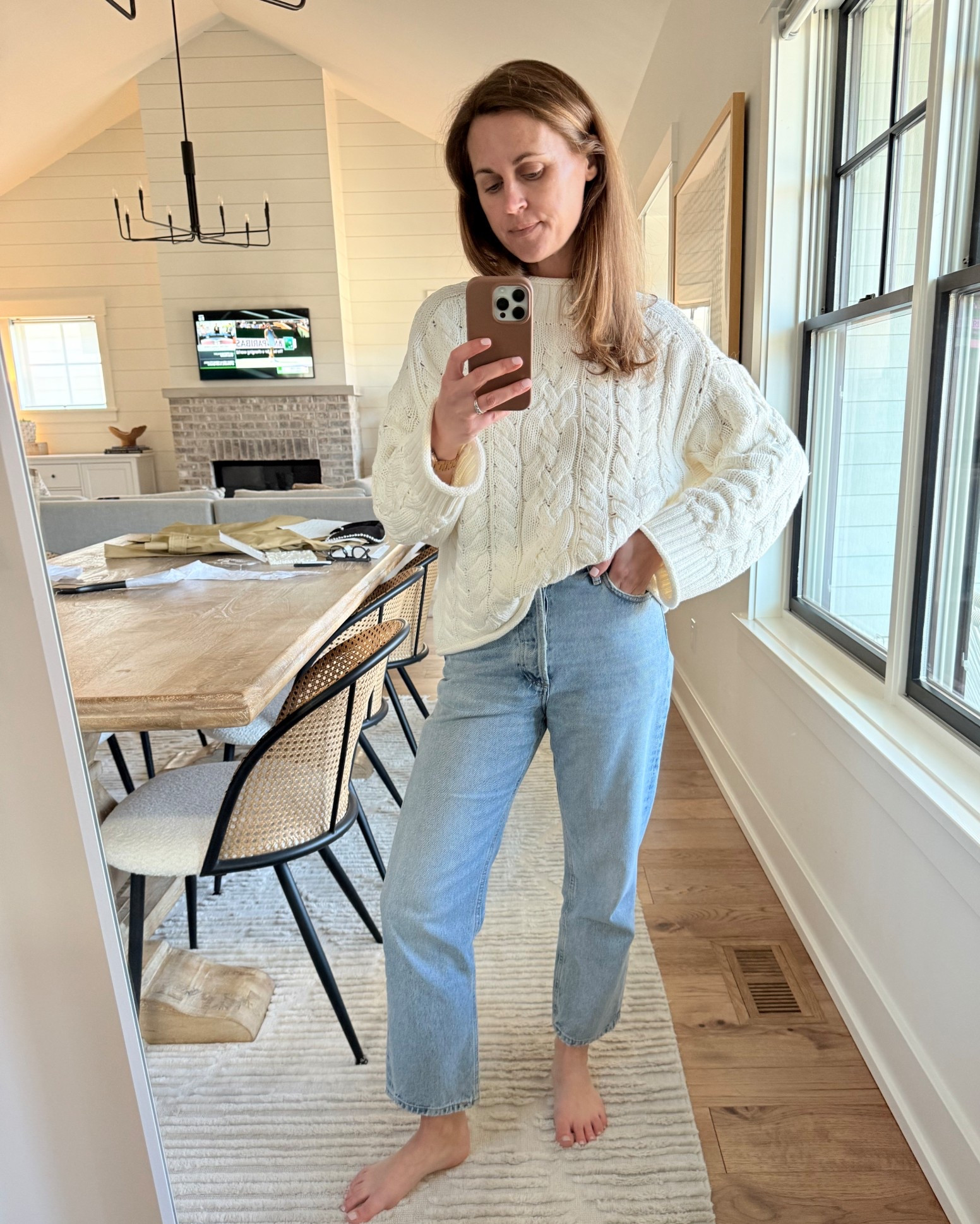 Sweater size XS
Jeans run big I went down a size to 24

#LTKootd #LTKdayinmylife #LTKgrwm