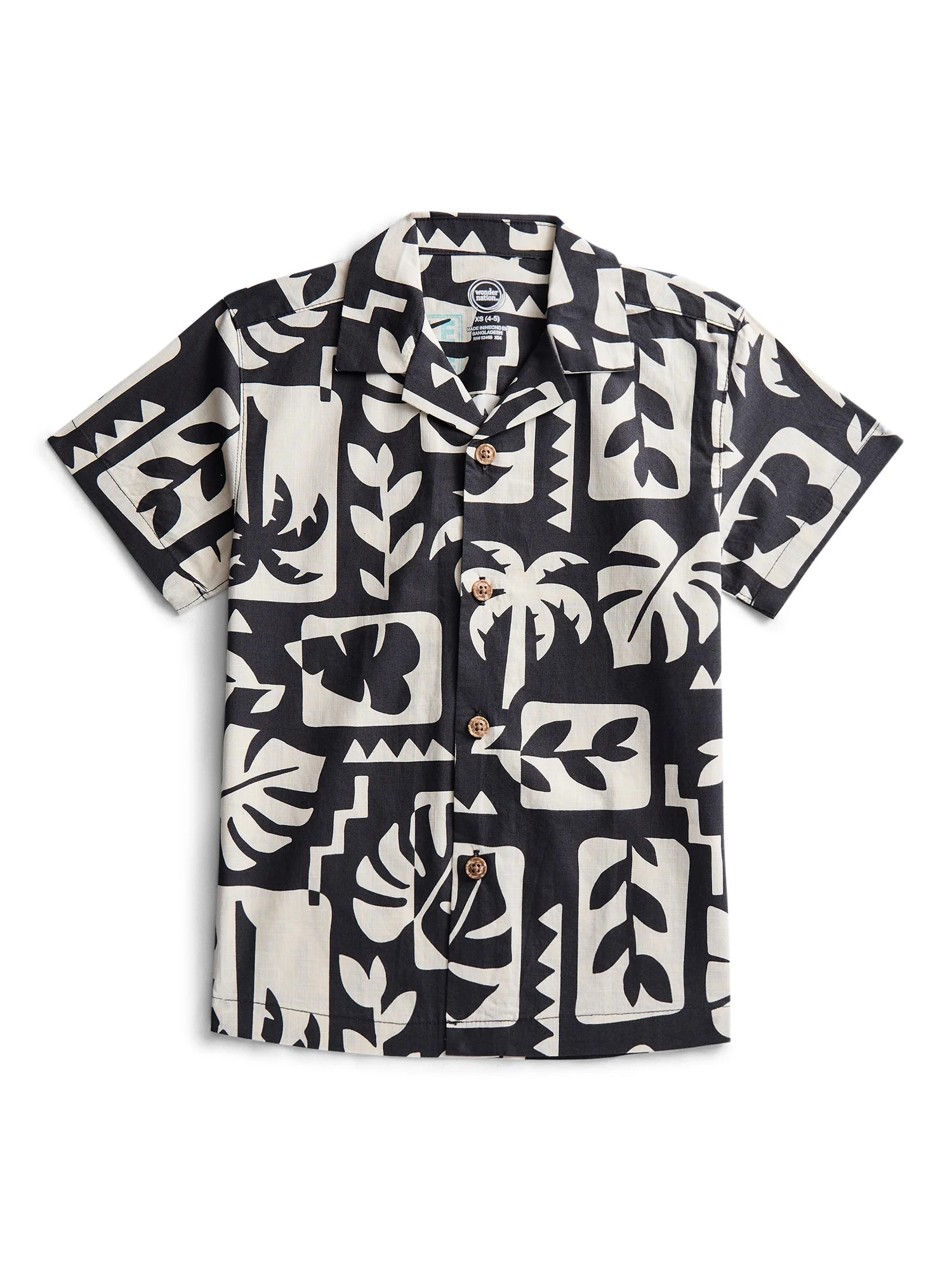 Wonder Nation Boys' Cotton Camp Shirt with Short Sleeves, Sizes 4-18 & Husky | Walmart (US)