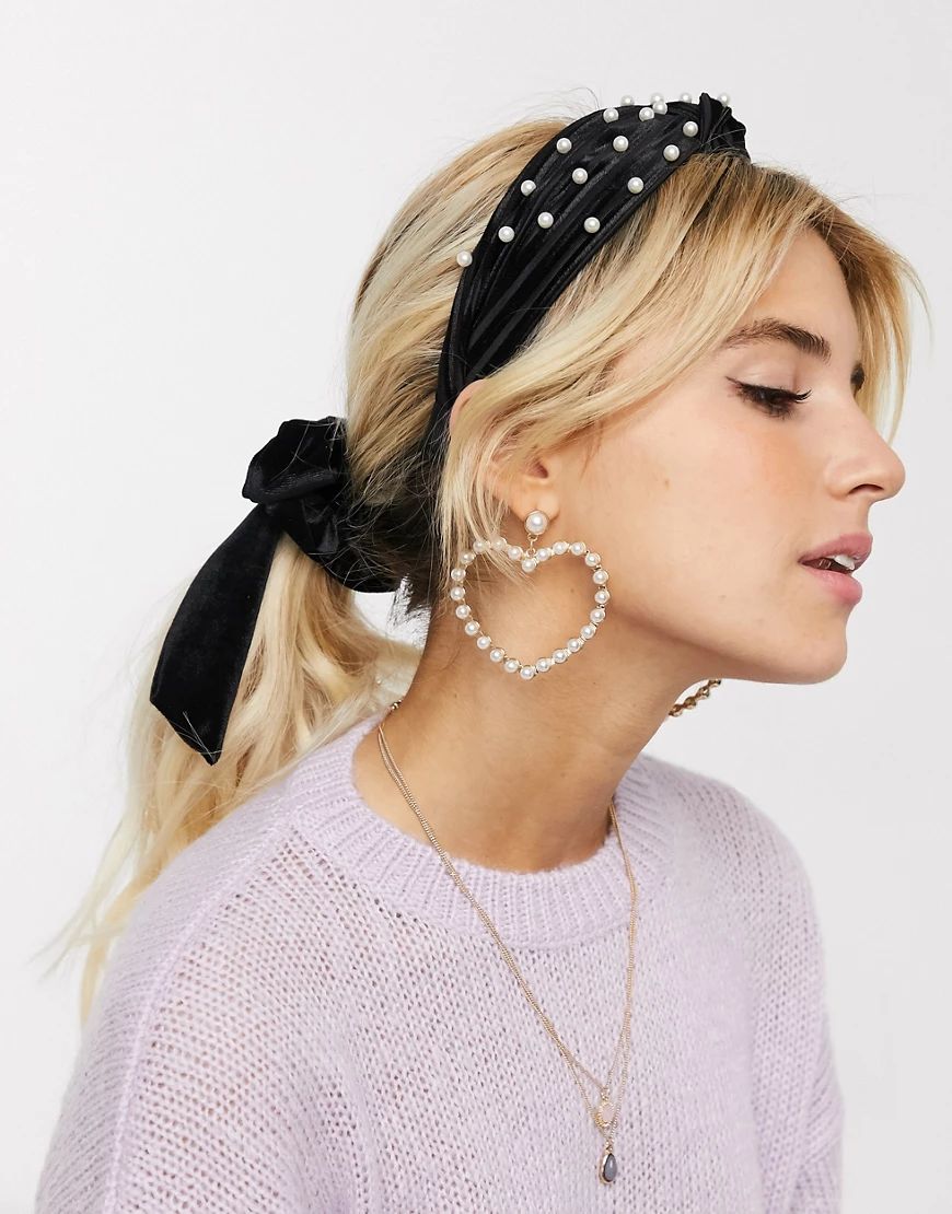 New Look pearl knot head band in black | ASOS (Global)