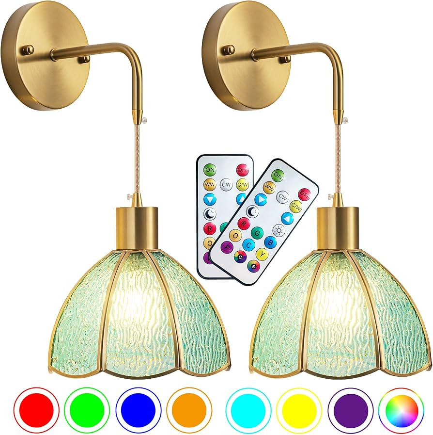 Battery Operated Wall Sconces Set Of Two, Indoor Not Hardwired Battery Wall Light With Remote Con... | Amazon (US)