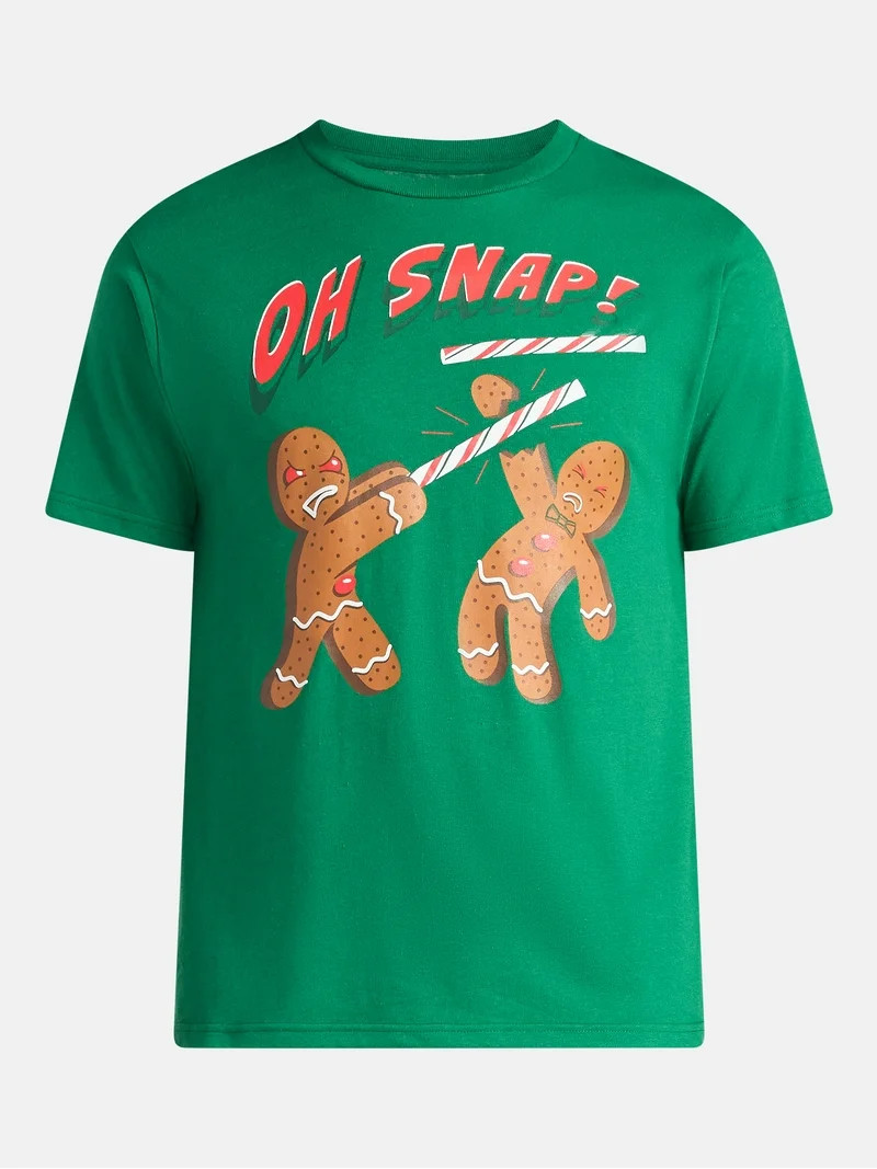 Christmas Men's and Big Men's Oh Snap Graphic Tee from Holiday Time, Sizes XS-3XL | Walmart (US)