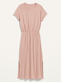 Waist-Defined Short-Sleeve Cutout Slub-Knit Midi Dress for Women | Old Navy (US)