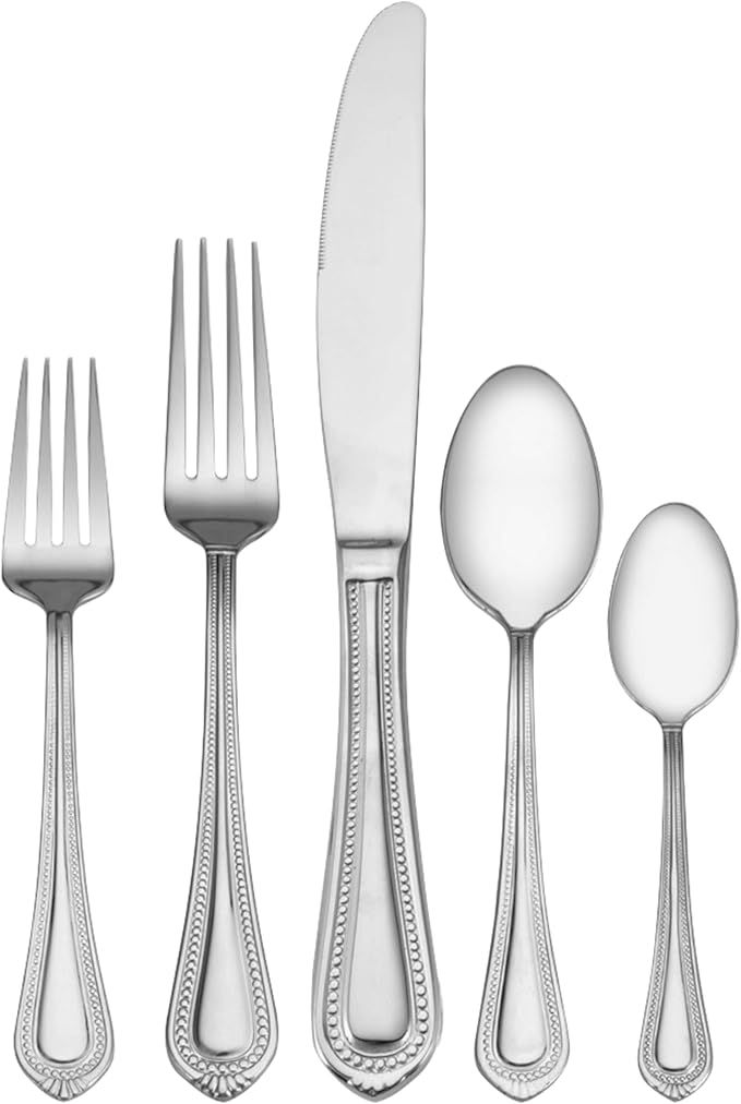 Mikasa, Regent Bead Flatware Service for 12, 65 Piece Set, 18/10 Stainless Steel, Silverware Set ... | Amazon (US)