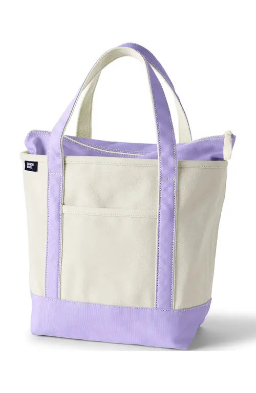 Lands' End Zip Top Canvas Tote Bag in Natural/lavender Cloud at Nordstrom, Size Medium | Nordstrom