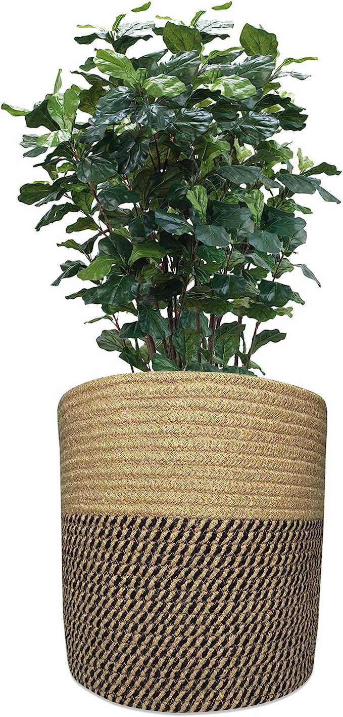 Bamdable Cotton Rope Plant Basket Plant Pot Containers 11" x 11" Decorative Rope Basket Table Des... | Amazon (US)