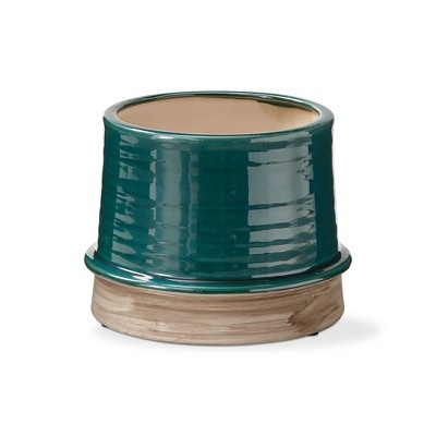 tagltd Radius Planter Large White Glazed Stoneware 6L x 6W x 5.4H inches Fits up to a 5" drop in pot | Target