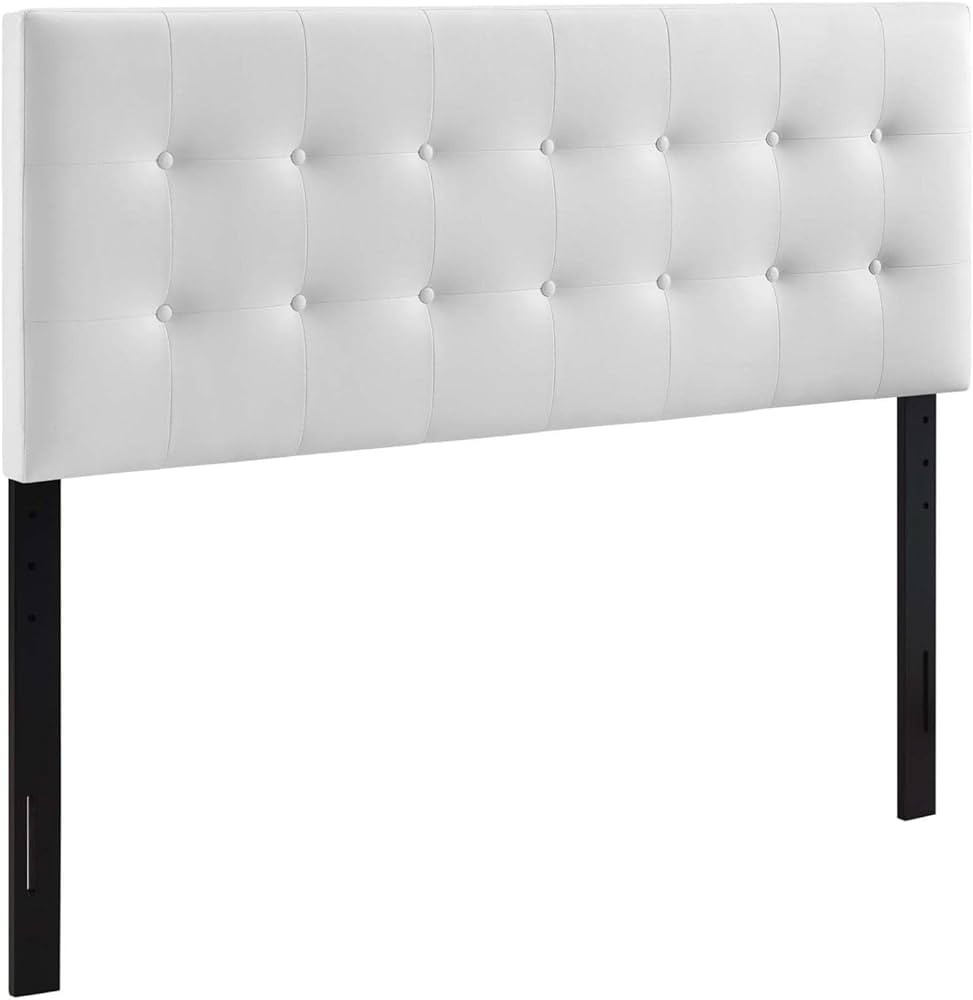 Modway Emily Tufted Button Faux Leather Upholstered King Headboard in White | Amazon (US)
