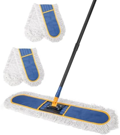 24" Commercial Dust Mop for Floor Cleaning,Heavy Duty Floor Duster with 2 Cotton Reusable Mop Pad... | Amazon (US)