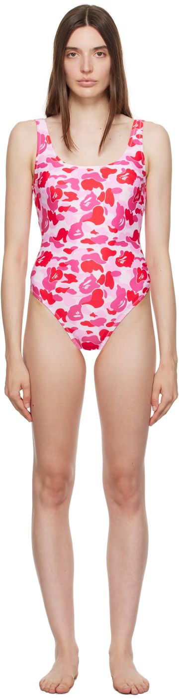 BAPE - Pink ABC Camo Swimsuit | SSENSE