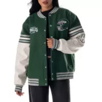 The Wild Collective Women's Philadelphia Eagles Kelly Green Varsity Jacket | DICK'S Sporting Goods