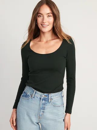Fitted Long-Sleeve Rib-Knit Top for Women | Old Navy (US)