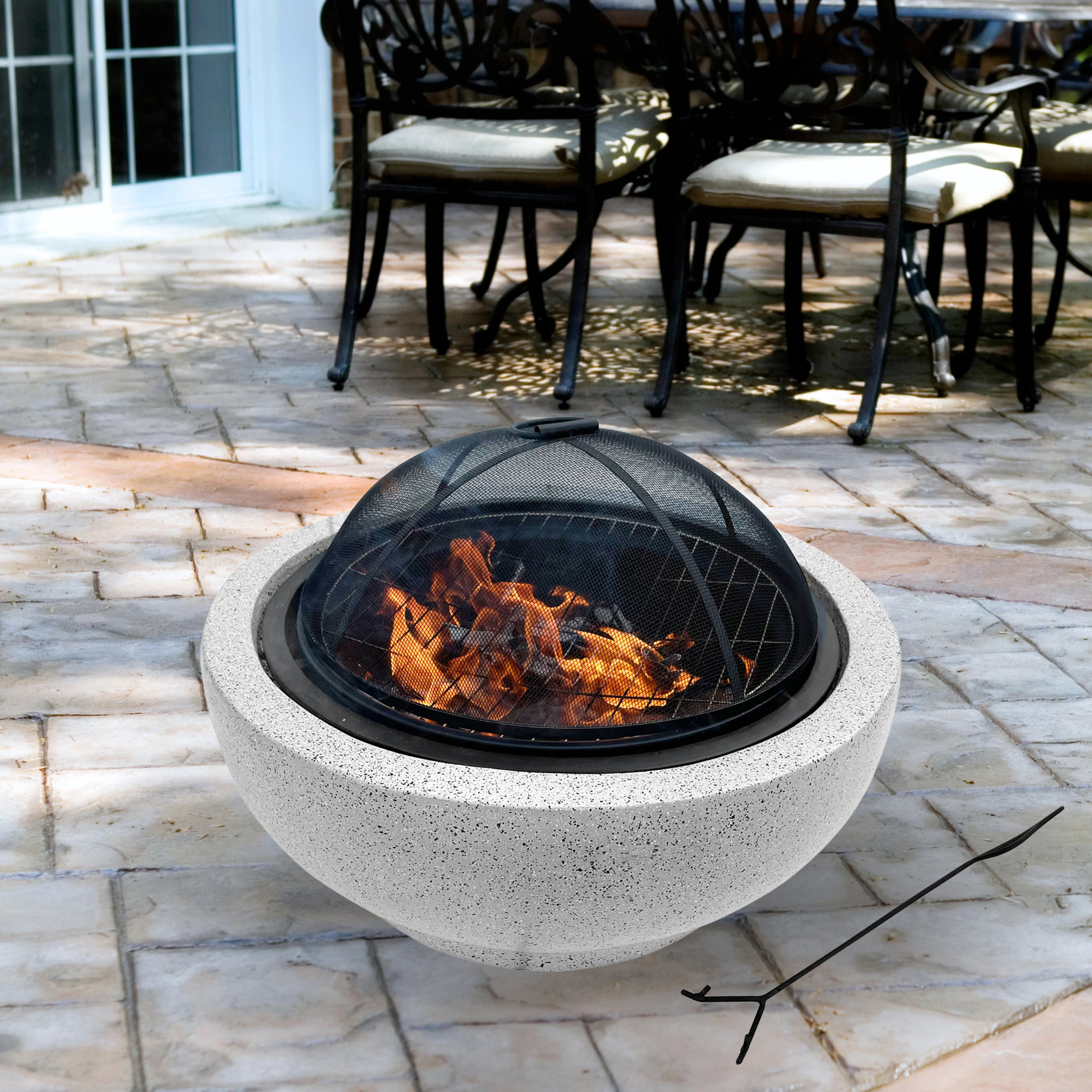 Trent Austin Design® Meserve 23.62" Outdoor Wood Burning Fire Pit with Faux Concrete Base & Revi... | Wayfair North America