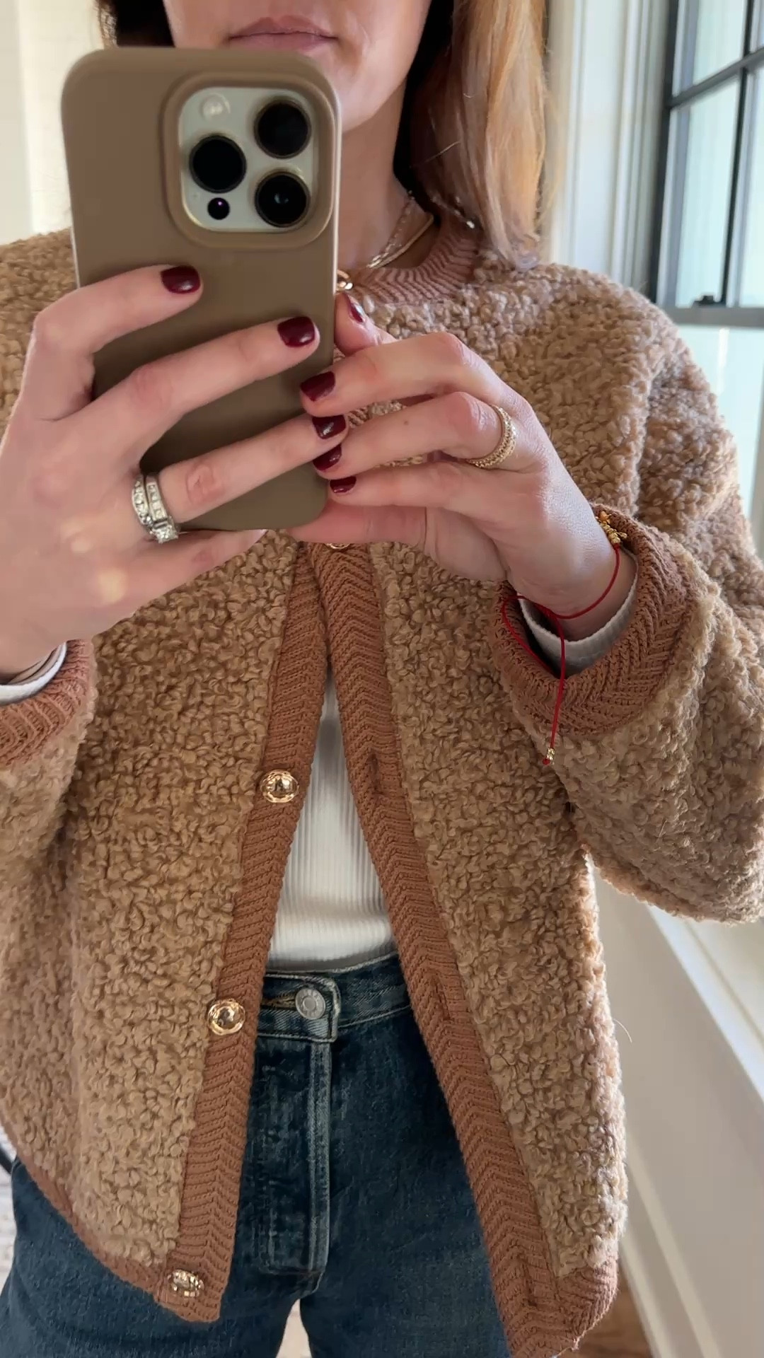 Sweater/jacket runs a little oversized. I’m in my usual size small
Jeans run very big, I’m in a 23 (I usually wear 25/26)
Shoes true to size 

#LTKOver40 #LTKStyleTip #LTKSeasonal