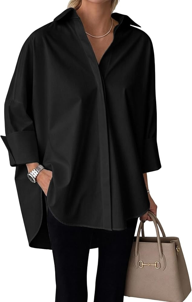 Women's Oversize Button Down Shirt Long Sleeve Blouse Top | Amazon (US)