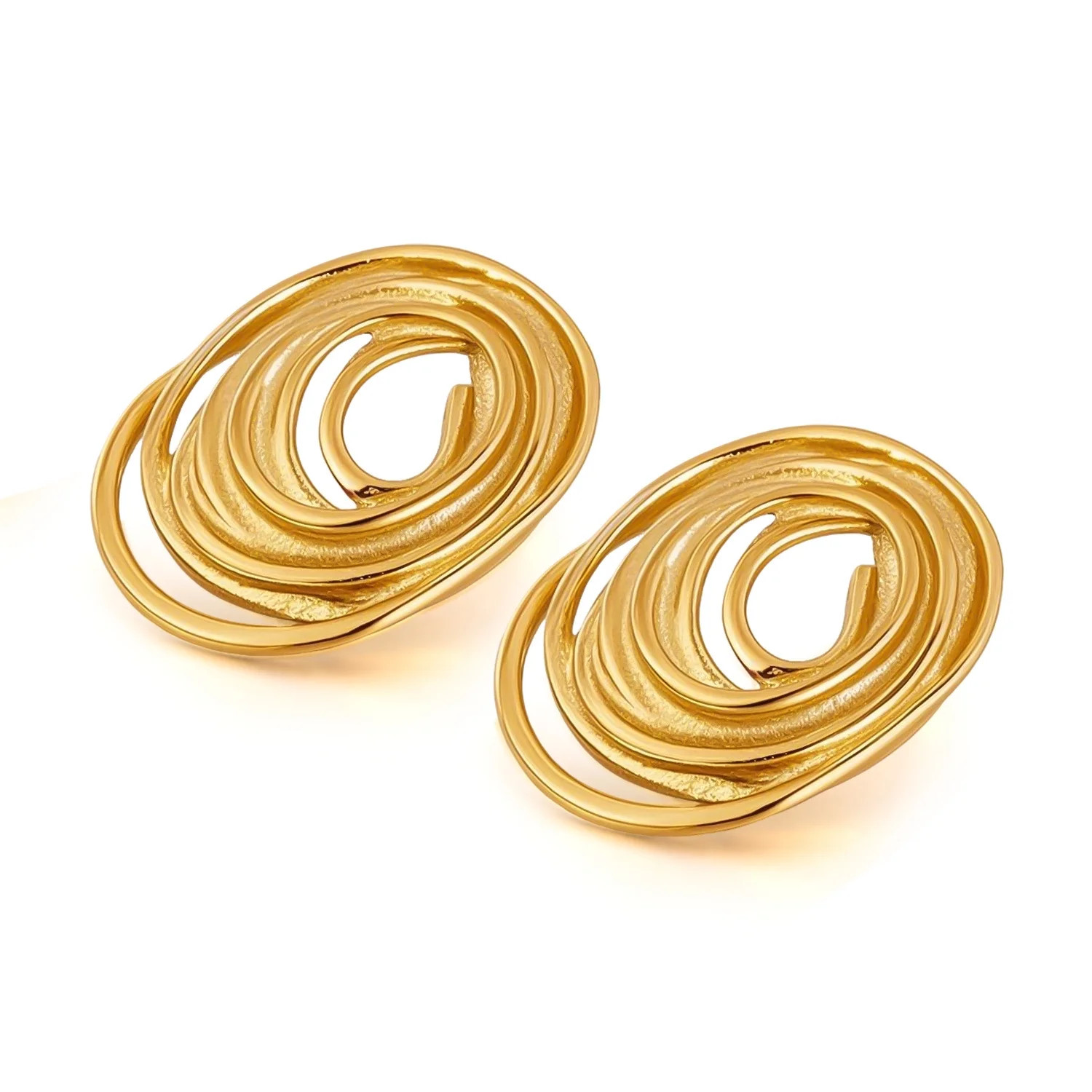 SKQIT 14K Gold Plated Statement Spiral Stud Earrings for Women | Trendy Chunky Drop Earrings | Walmart (US)