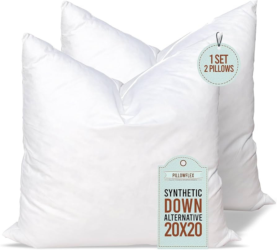 Pillowflex Synthetic Down Alternative Pillow Inserts for Shams - Comfy Pillows for Sleeping, Perf... | Amazon (US)