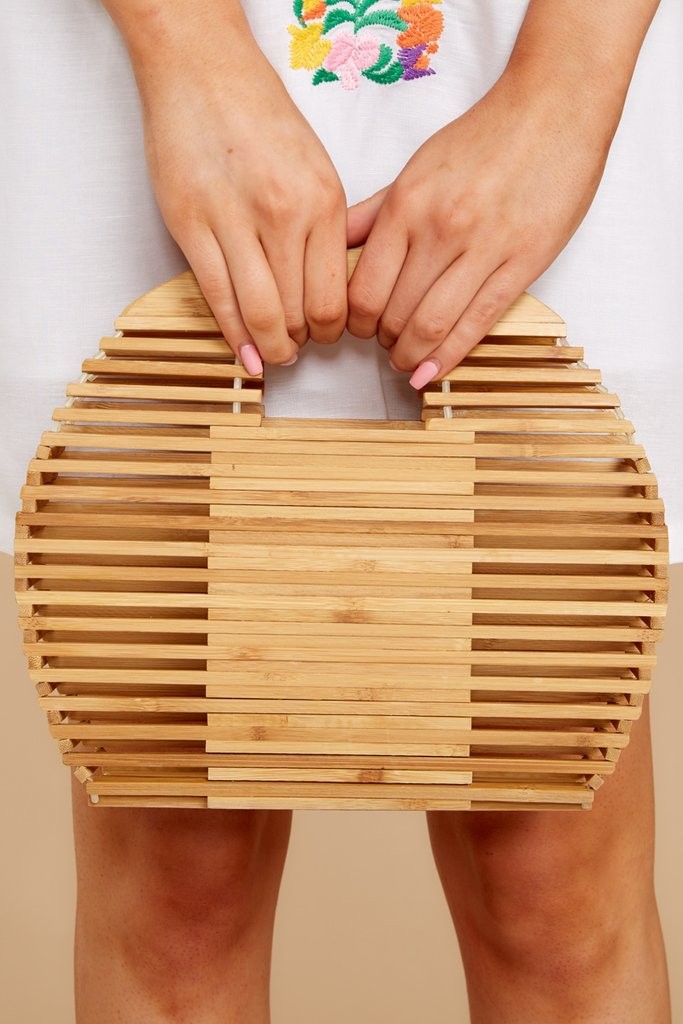 Stuck On Me Light Brown Bamboo Bag | Red Dress 