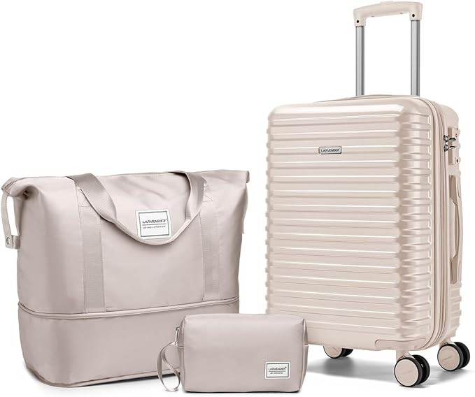 LARVENDER Carry on Luggage 22x14x9 Airline Approved, Expandable 20 Inch Hardside Suitcase with Wh... | Amazon (US)