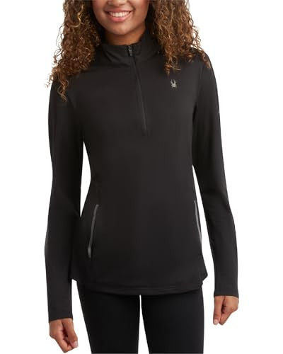Spyder Womens Quarter Zip Pullover - Lightweight UPF50+ 1/4 Zip Mock Neck Sweatshirt - Hiking Running Workout Tops for Women, Size Large, Black | Amazon (US)