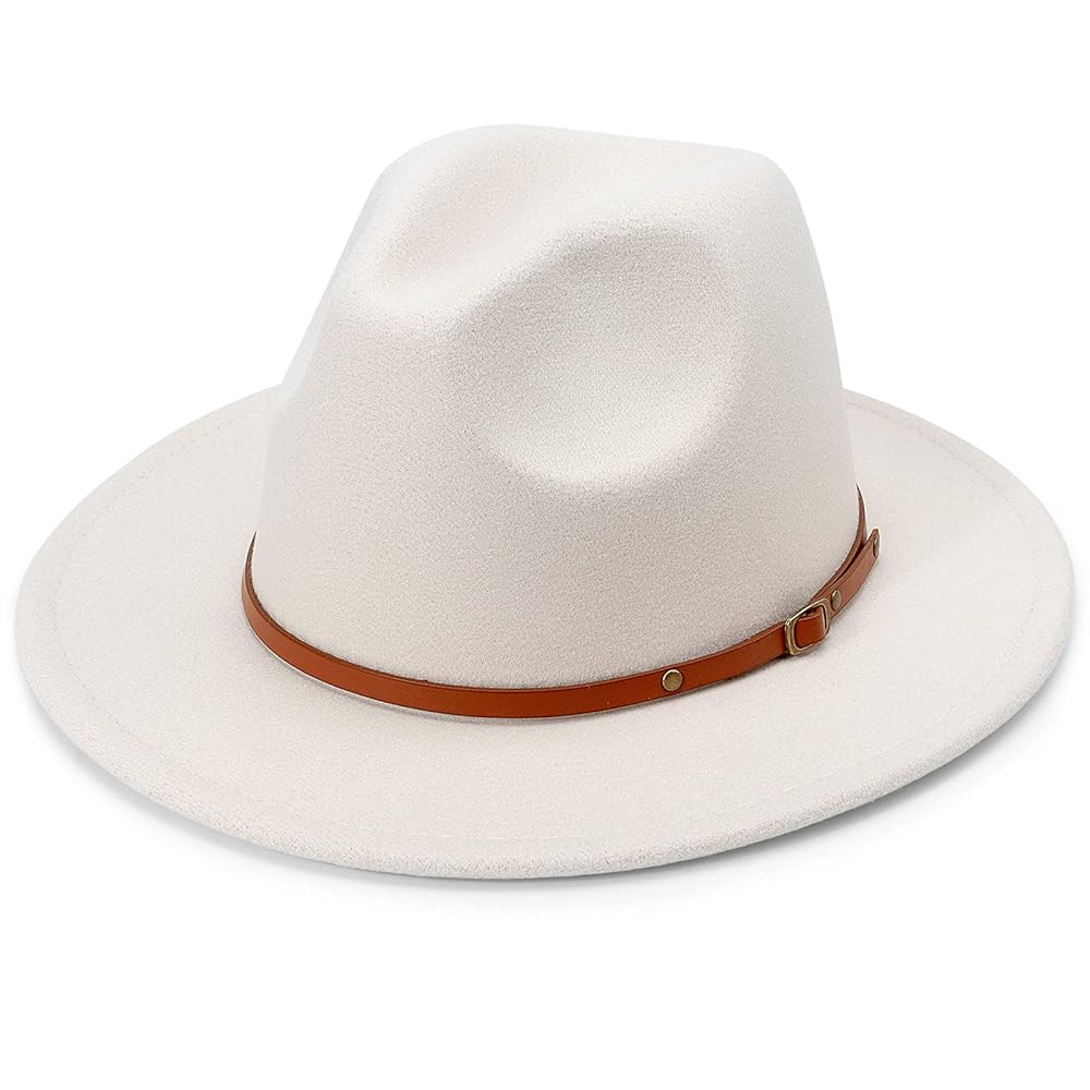 Classic Felt Fedora Hats for Men Women Wool Floppy Wide Brim Panama Hat with Belt Buckle | Amazon (US)